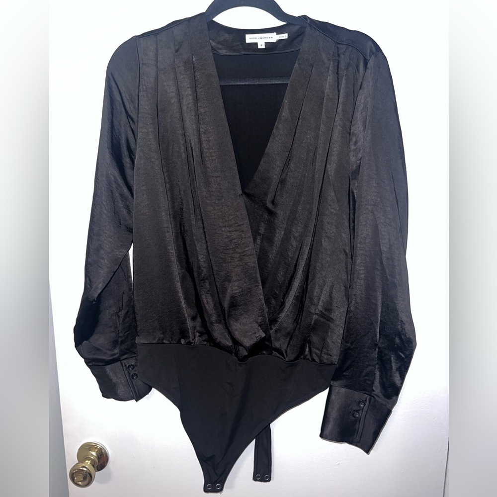 Good American Black Wrap Top